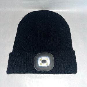 Lighted LED Beanie Cuffed Hat Black USB charge